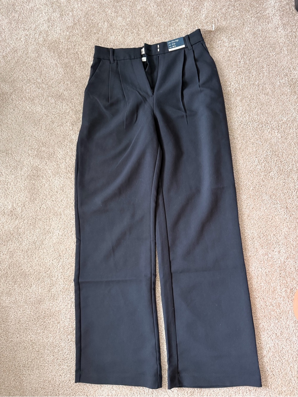 Abercrombie & Fitch Classic Black High-Waist Wide Leg Trousers